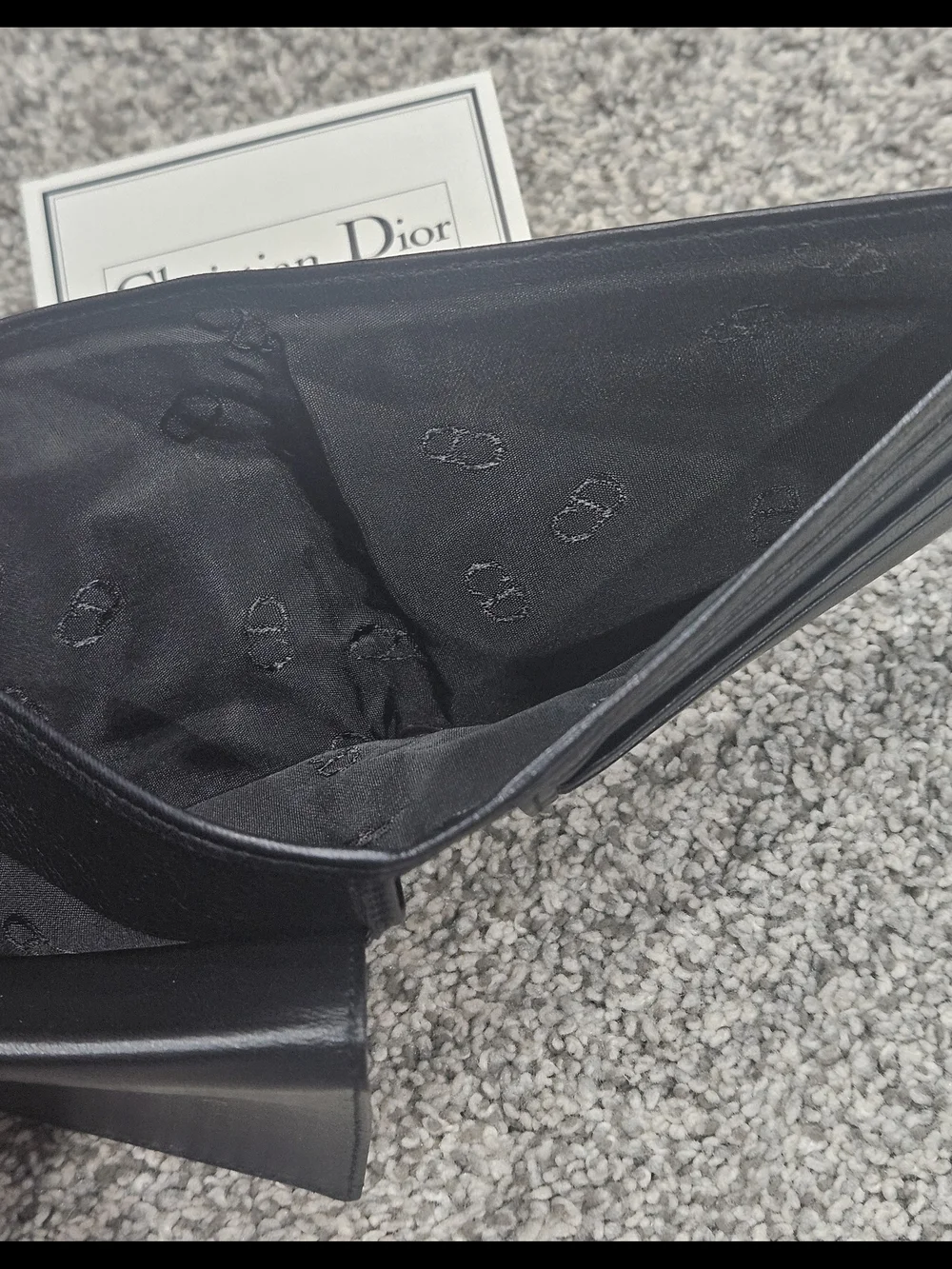 Dior Black Leather Bi-Fold Wallet with Card Slots